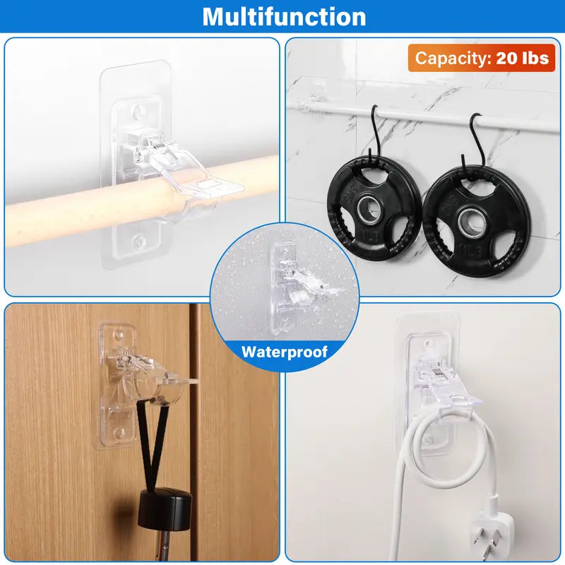 6-Pack No Drill Needed Curtain Rod Holders Brackets