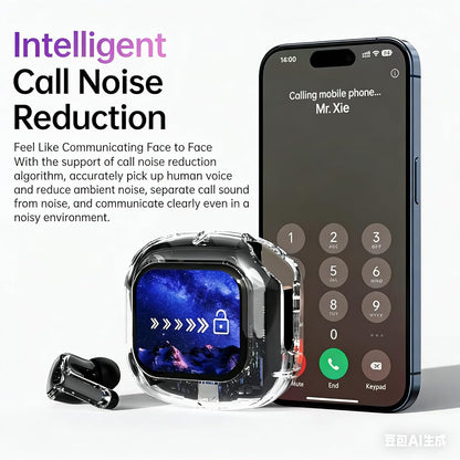 AI Translation in-Ear Bluetooth 5.4 Earbuds, Full-Color Touch Screen Case