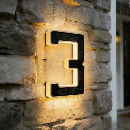 Solar Lighted House Numbers for Outside Waterproof LED Address Signs for Houses