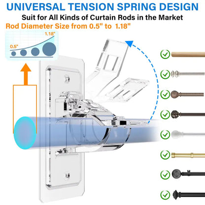 6-Pack No Drill Needed Curtain Rod Holders Brackets