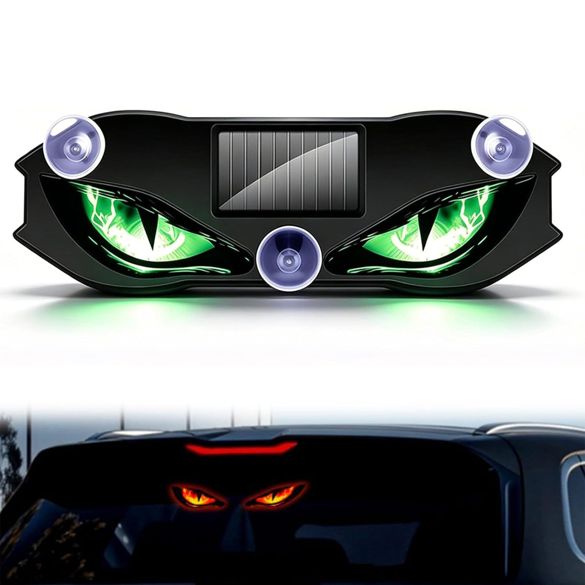 Solar Demon Eye LED Car Window Light, Wireless Demon Eyes Windshield Warning Lamp