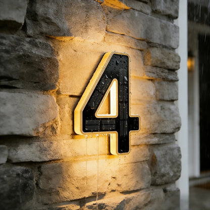 Solar Lighted House Numbers for Outside Waterproof LED Address Signs for Houses
