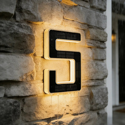 Solar Lighted House Numbers for Outside Waterproof LED Address Signs for Houses