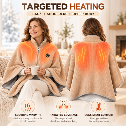 USB-Heated Wearable Shawl for Women