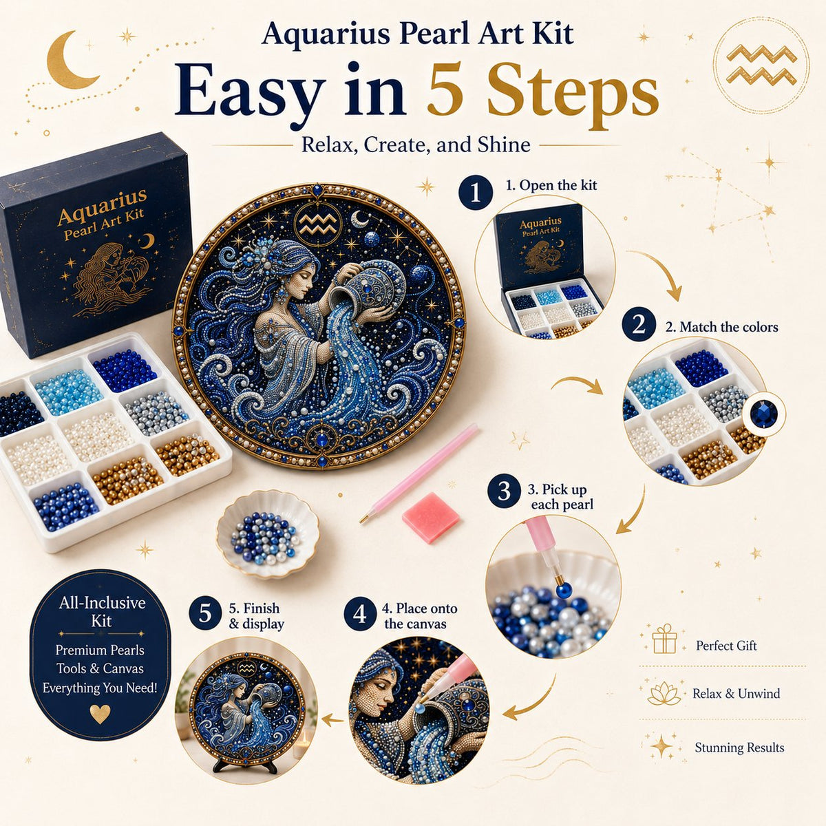 Premium 3D Pearlescent Zodiac Art Set