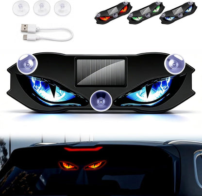 Solar Demon Eye LED Car Window Light, Wireless Demon Eyes Windshield Warning Lamp