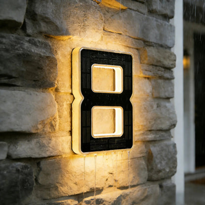 Solar Lighted House Numbers for Outside Waterproof LED Address Signs for Houses