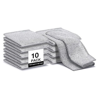 10pcs Reusable Non Scratch Wire Dishcloths for Wet & Dry