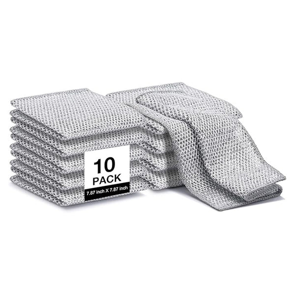 10pcs Reusable Non Scratch Wire Dishcloths for Wet & Dry