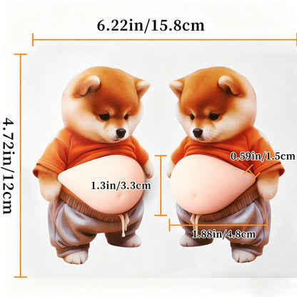 6pcs 3D Shiba Inu Dog Belly Stickers
