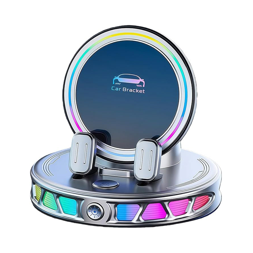 Adjustable Car Dashboard Cellphone Holder with Light Suction Cup, 360° Rotating Automatic Locking Car Phone