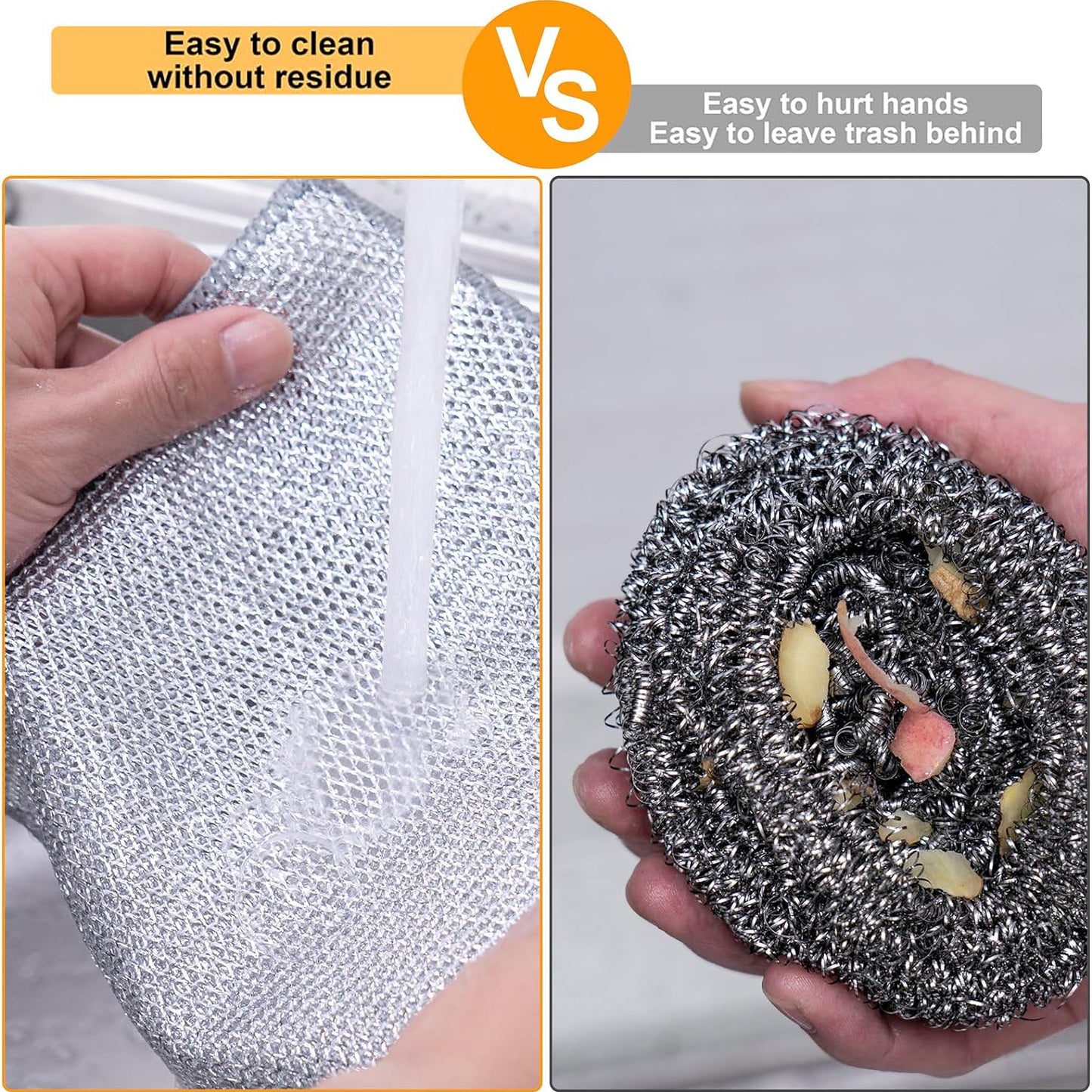 10pcs Reusable Non Scratch Wire Dishcloths for Wet & Dry