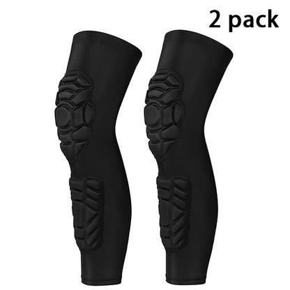2 Pack Double Crash Proof Knee Calf Pads - Thigh Compression Leg Sleeves Protection, Shin Brace