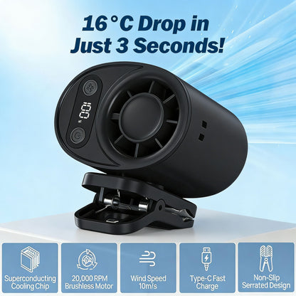 Car Clip on Fan with LED Display -360° Rotation, 100 Speeds Adjustable, USB Rechargeable