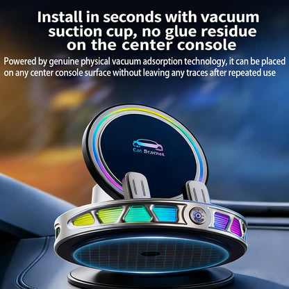 Adjustable Car Dashboard Cellphone Holder with Light Suction Cup, 360° Rotating Automatic Locking Car Phone