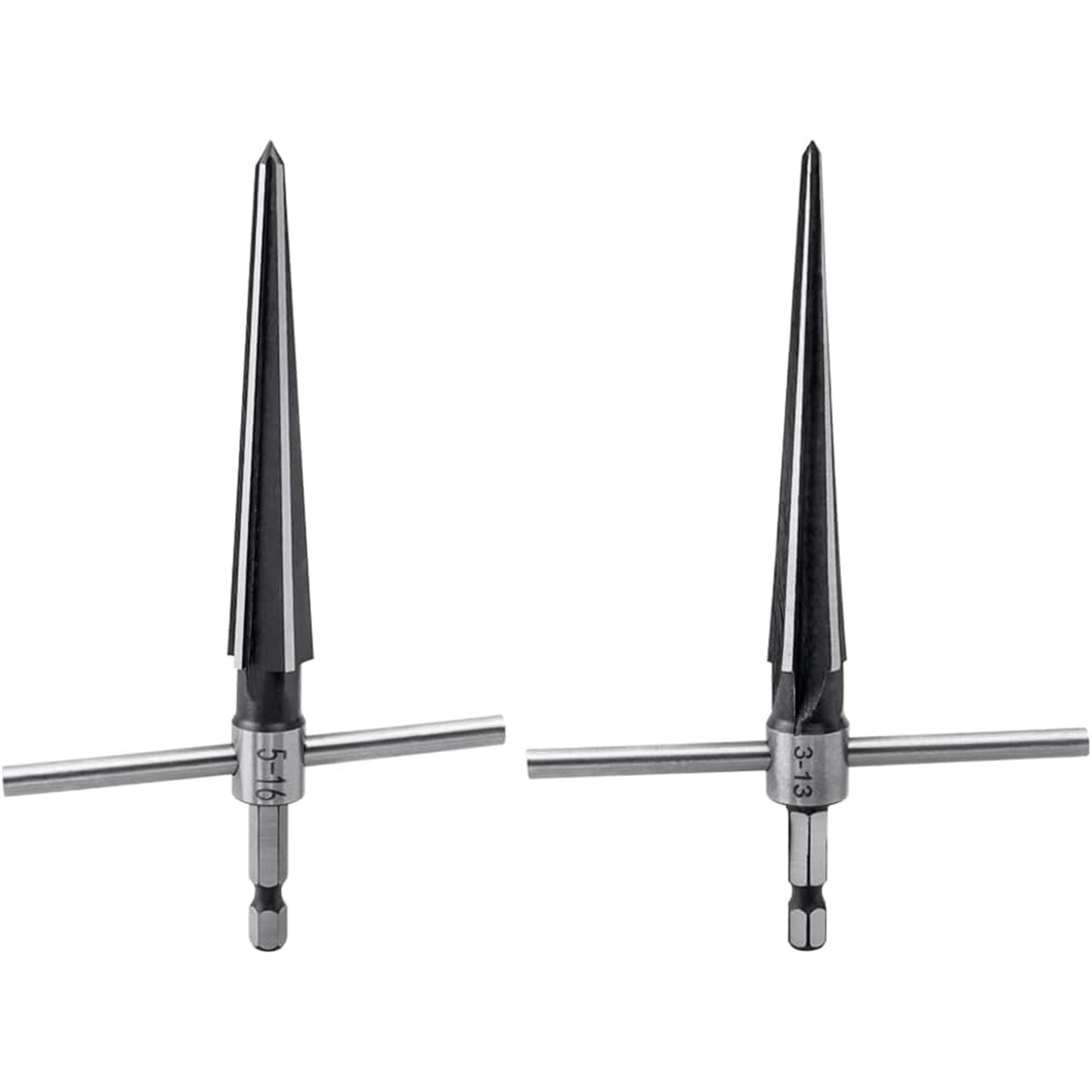 2Pcs Bridge Pin Hole Reamer, 1/8"-1/2" (3-13mm) 3/16''-5/8'' (5-16mm)