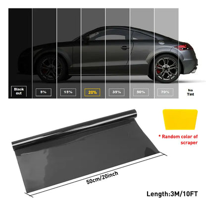 Uncut Roll Window Tint Film 1% 5% 15% 20% 35% 50% 70% VLT 20" x 10ft Feet Car Home Office Glass