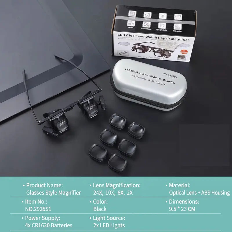 Head-mounted binocular magnifier with light