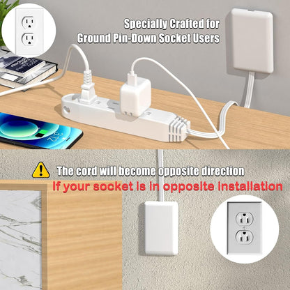 Ultra-Thin Plug Power Strip Extension Cord with 3 Outlets