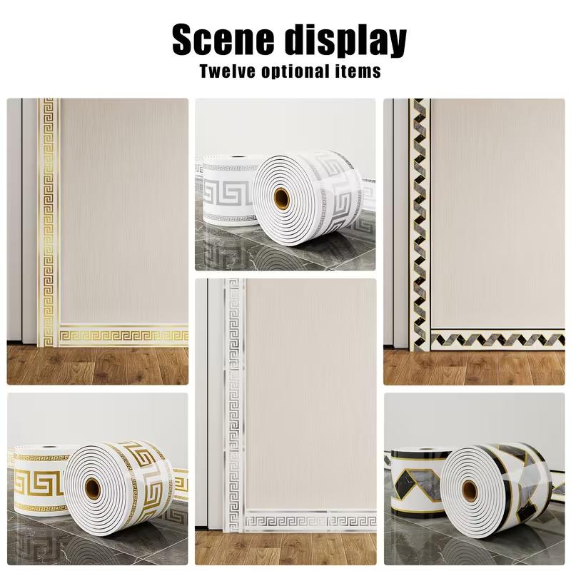 Self-adhesive vinyl skirting trim