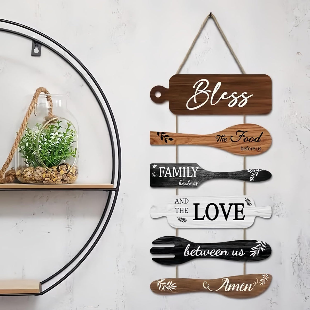 Food-themed hanging plaque shaped like cookware