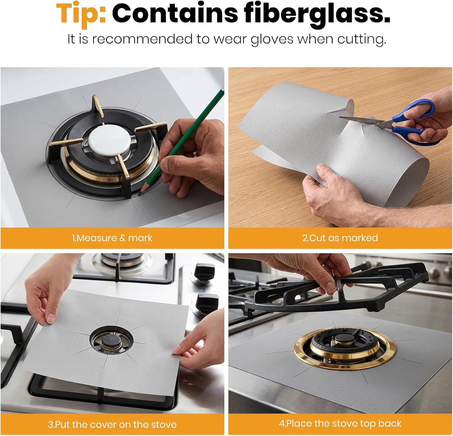 4PCS Reusable Gas Stove Burner Covers