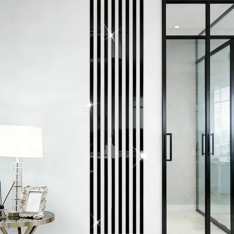 10-Piece Set of Long Acrylic Mirror Wall Stickers
