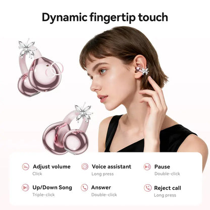 Open Ear Bluetooth Earbuds with Bow Ear Jewelry