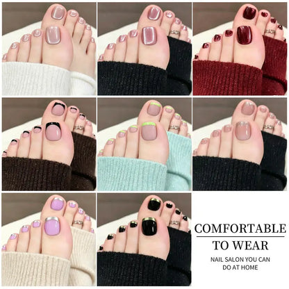 96Pcs Cat Eye Toe Nails Press on Toenails