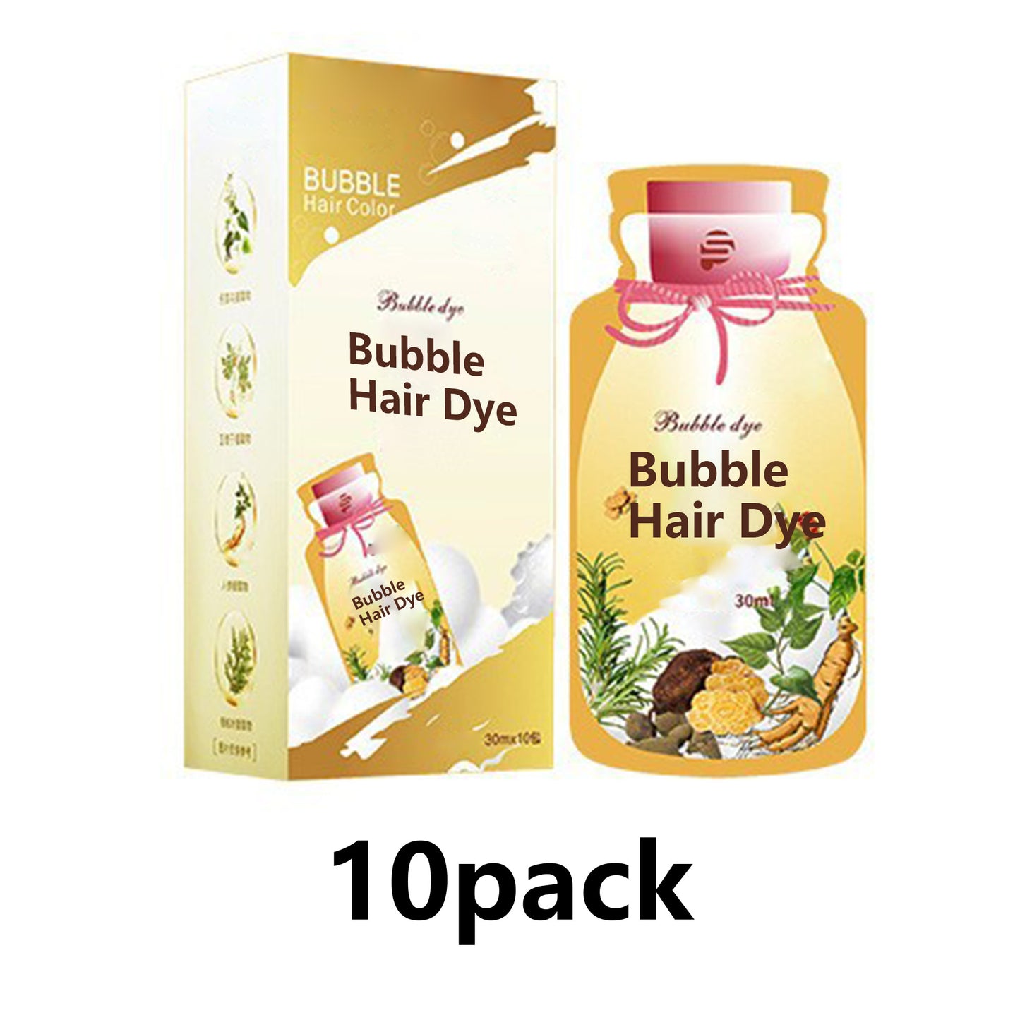 10Packs/Box Natural Botanical Bubble Hair Dye 30ml/Pack