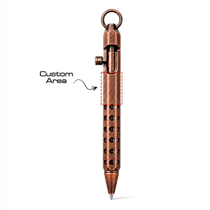 Vintage Brass Style Retractable Writing Pen with Keyring
