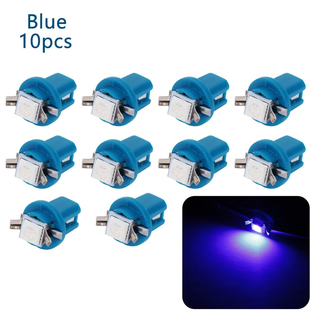 10 Pcs T5 B8.5D 5050 SMD Car LED Dashboard Instrument Lights