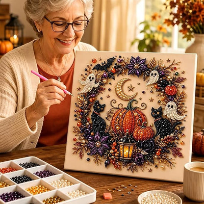 Halloween Ghost Pearl Art DIY Kit, 3D Pearl Mosaic Craft Set