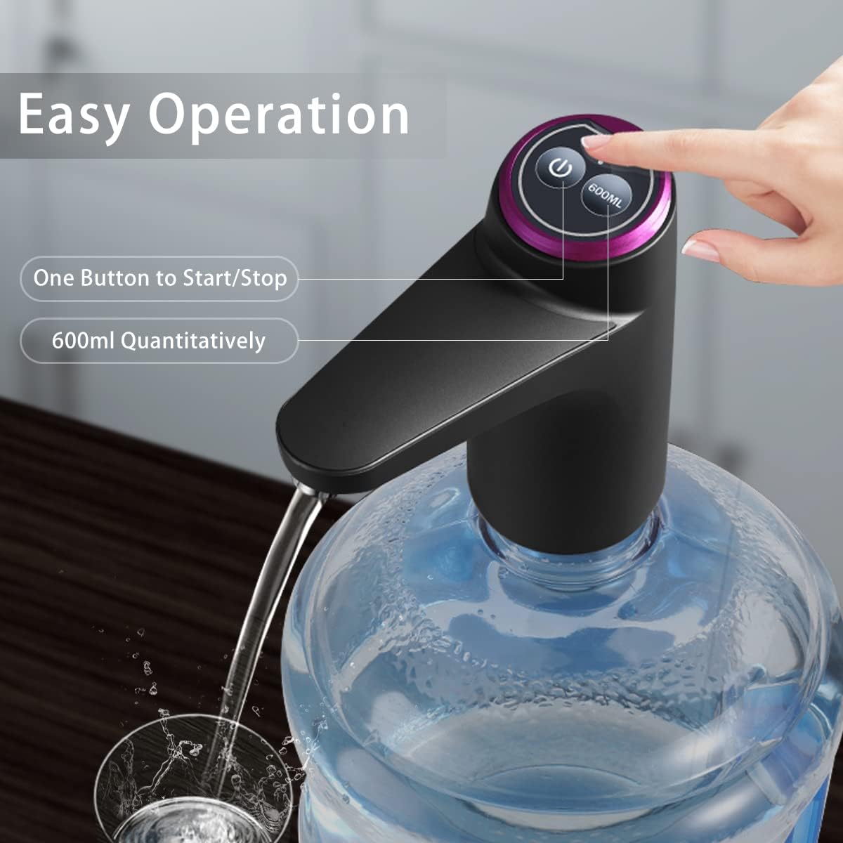 Smart USB Portable Water Bottle Dispenser with USB Electric Charging and Automatic Off Switch