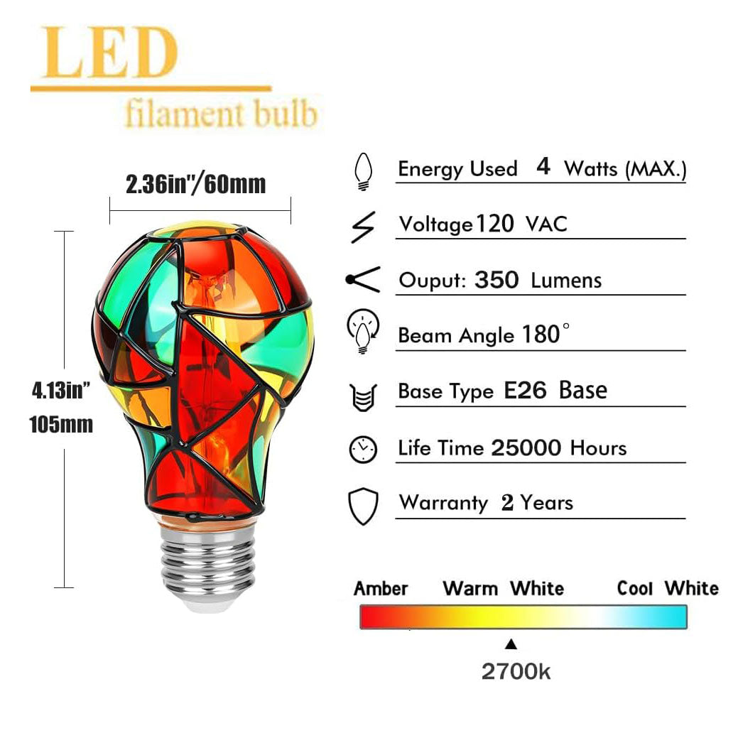 Stained Glass LED Light Bulb