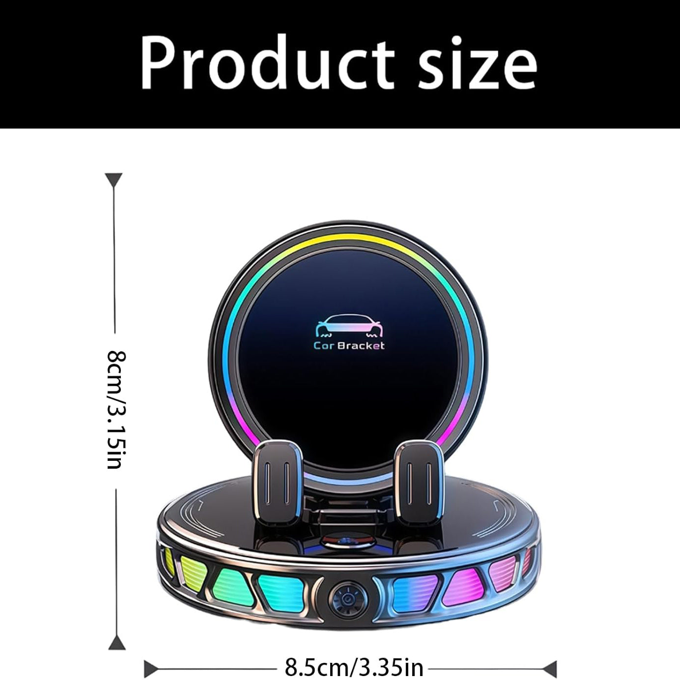 Adjustable Car Dashboard Cellphone Holder with Light Suction Cup, 360° Rotating Automatic Locking Car Phone