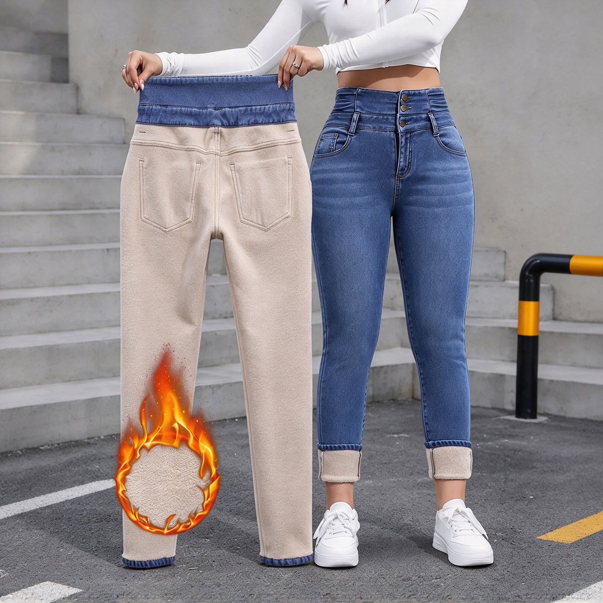 Women's Fleece-Lined High-Waisted Slim
