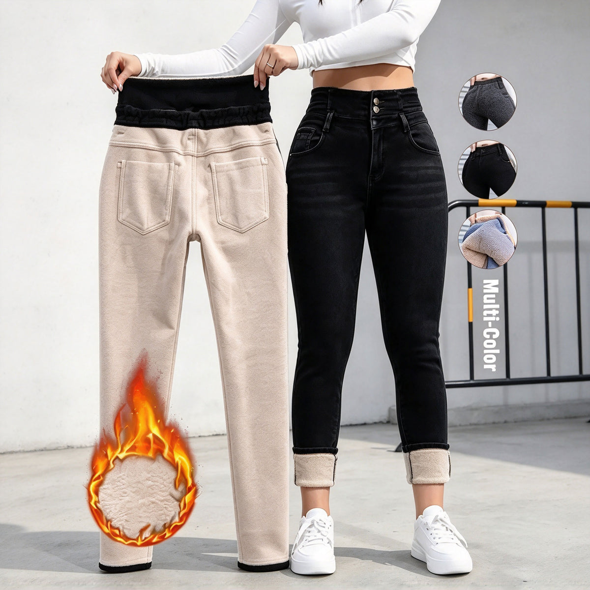Women's Fleece-Lined High-Waisted Slim