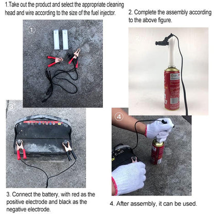 Fuel Injector Cleaner Kit - Universal Fuel Injector Flush Cleaner Adapter DIY Cleaning Tool Kit with Test Lead