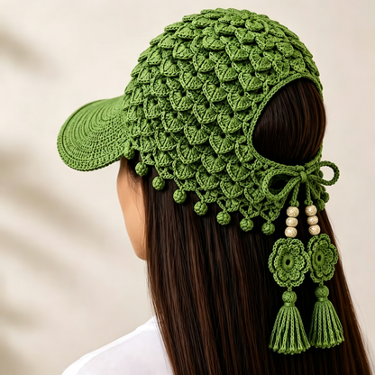 Handmade Crochet Sunflower Tassel Bell Hat