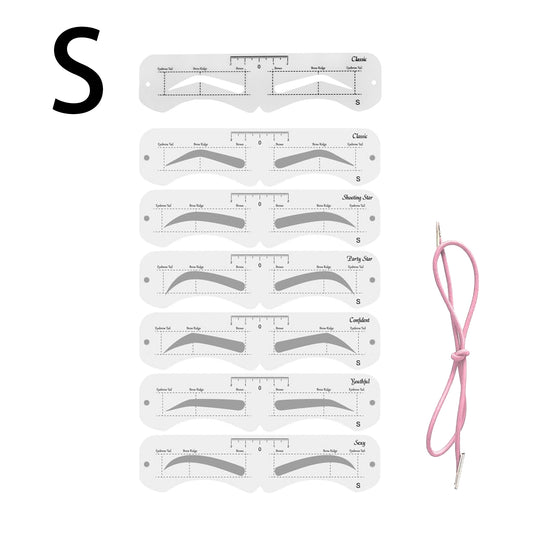 6 Styles, Soft, Reusable Eyebrow Template Kit with Strap