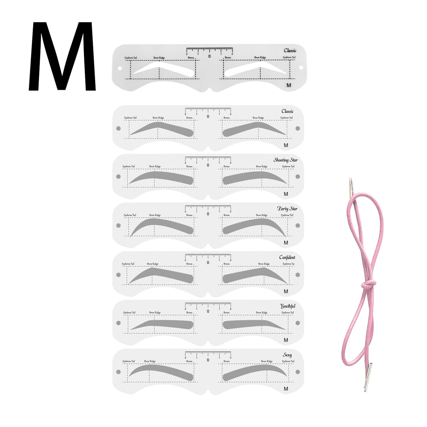6 Styles, Soft, Reusable Eyebrow Template Kit with Strap