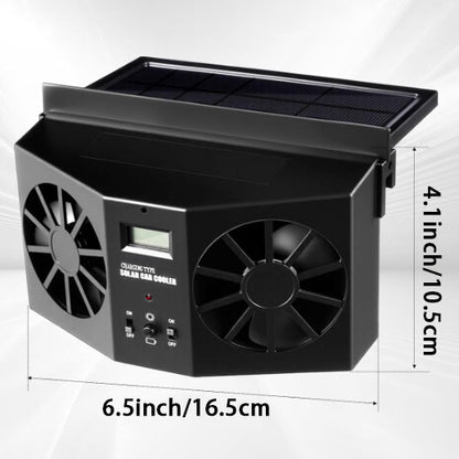 Solar Powered Car Window Fan, Dual-Head with Real-Time Temperature Display