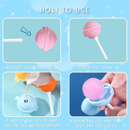 4PCS Silicone Lollipop Ice Cream Mold