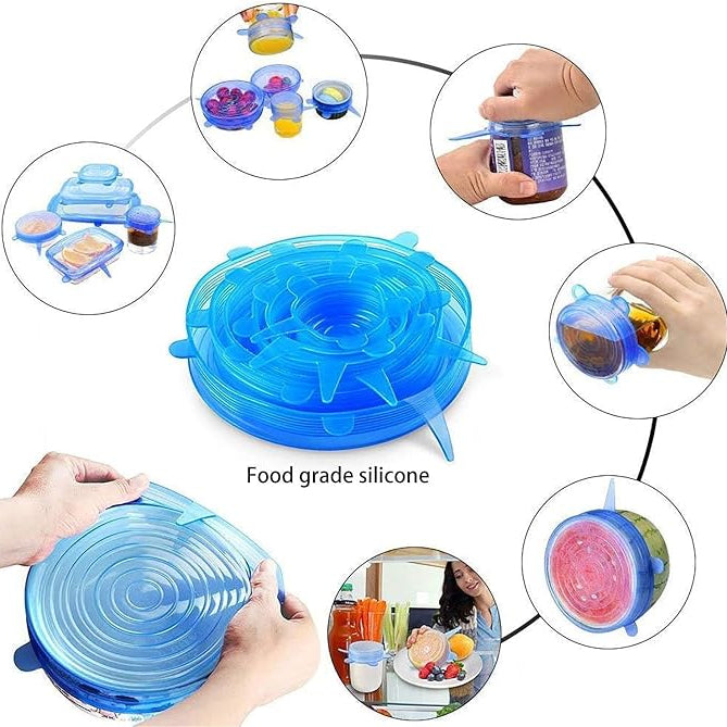 Food-Grade Silicone Food Covers (6-Piece Set)