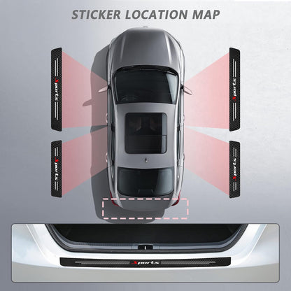 5-Piece "Sports" Pattern Carbon Fiber Door Sill Protection Strip Set