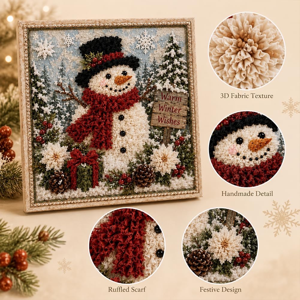 3D Christmas Fabric Poke Art Kit, DIY Snowman Embroidery Craft Kit