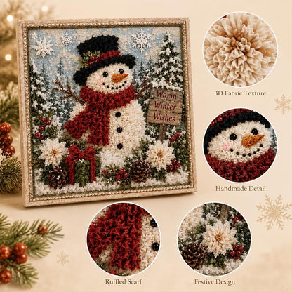 3D Christmas Fabric Poke Art Kit, DIY Snowman Embroidery Craft Kit
