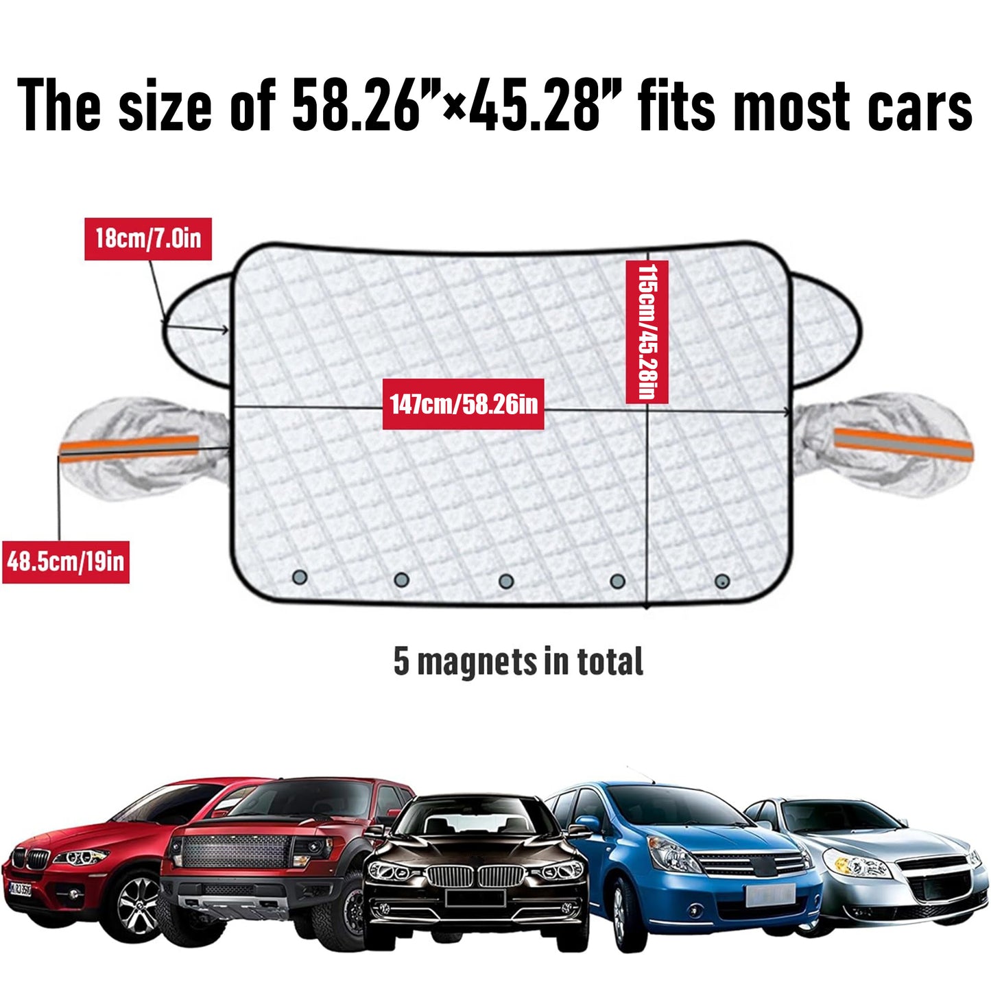Windshield Snow Cover for Car, Waterproof UV Block with Magnetic Edges