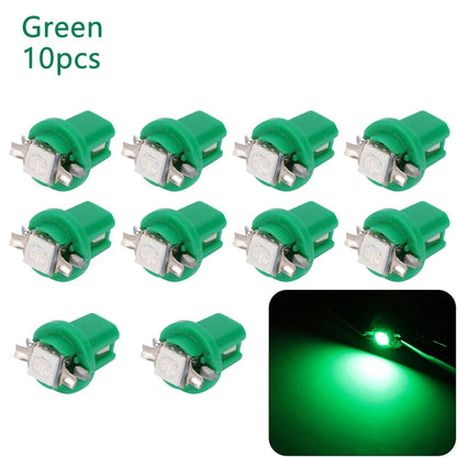 10 Pcs T5 B8.5D 5050 SMD Car LED Dashboard Instrument Lights